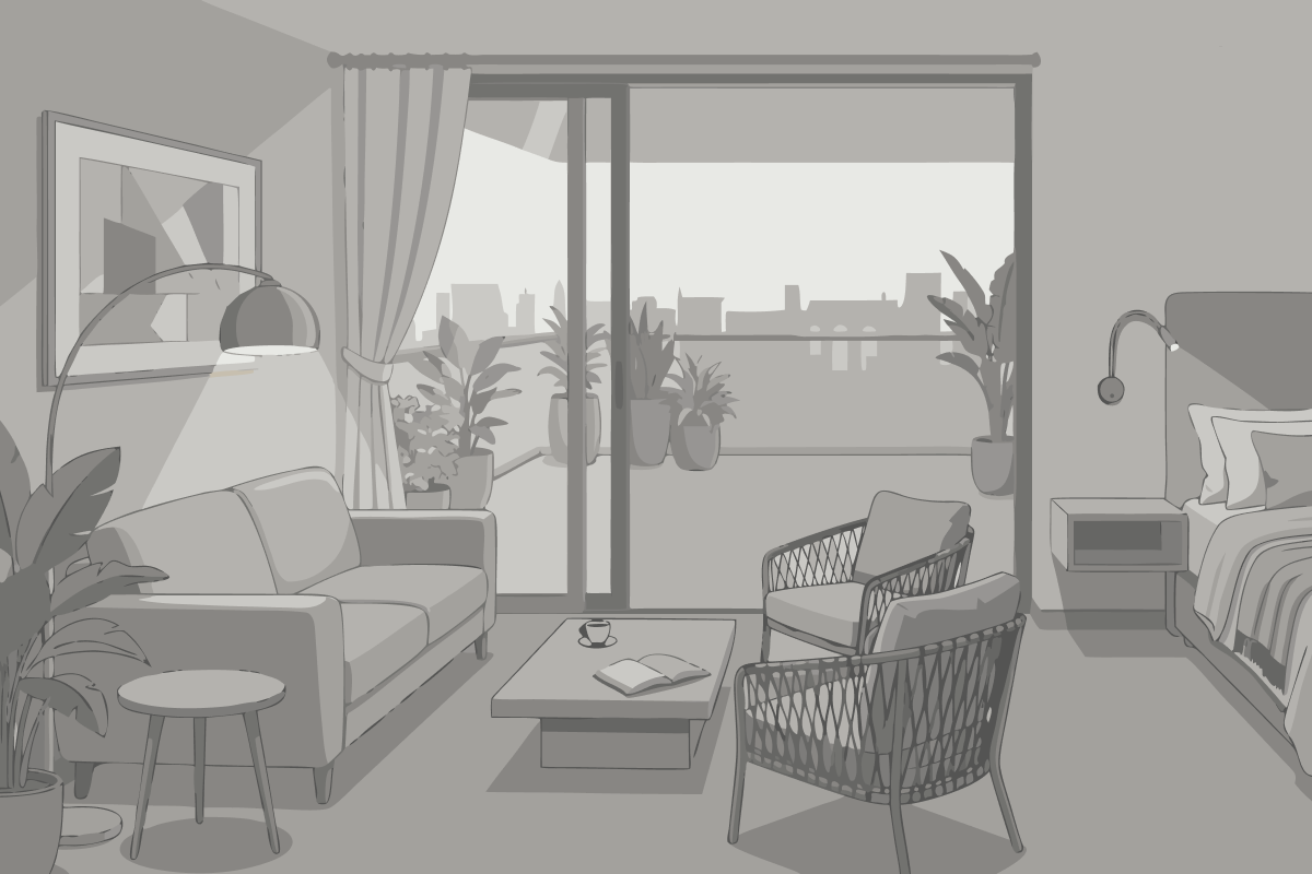 Deluxe Two-Bedroom Apartment with Garden View
